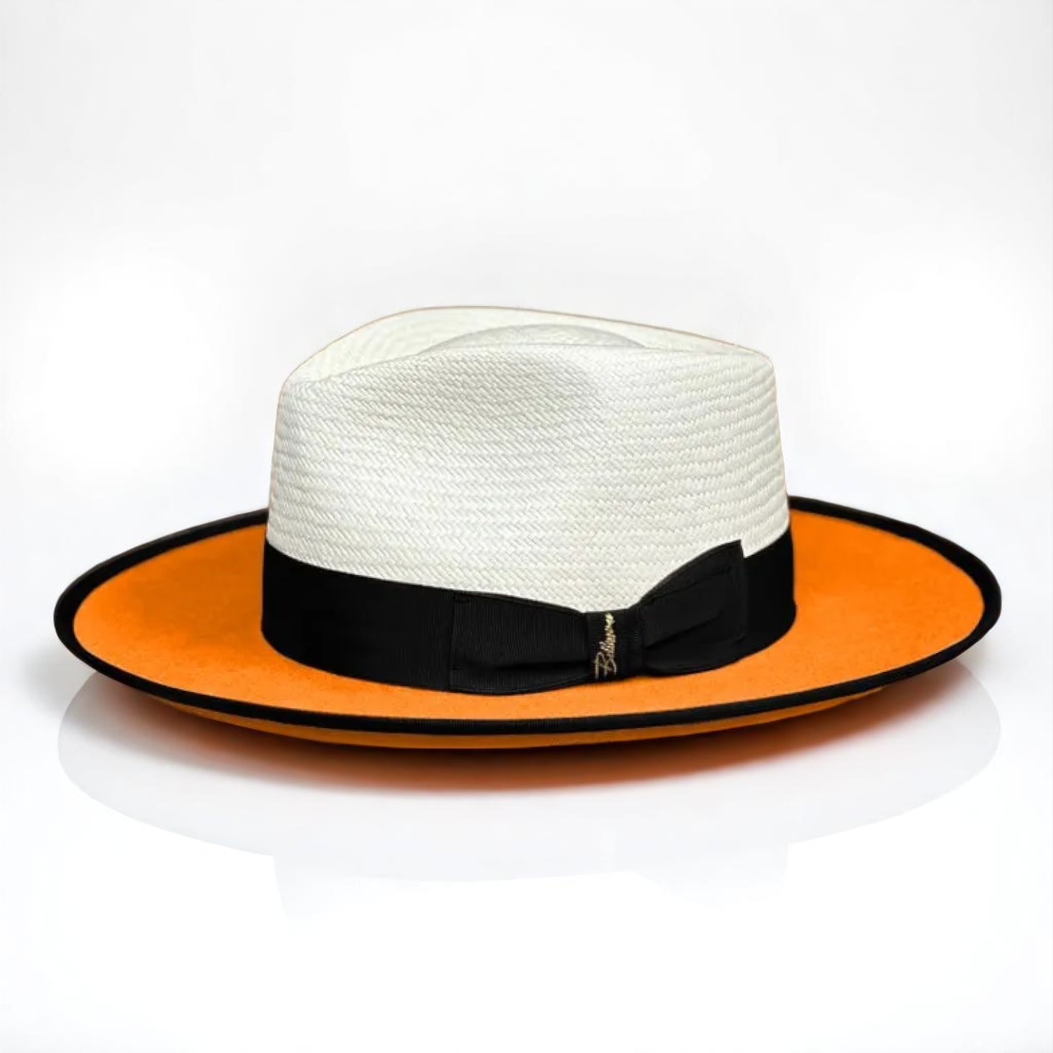 Two Tone | Exclusive Panama and Felt Fedora Hat - Orange