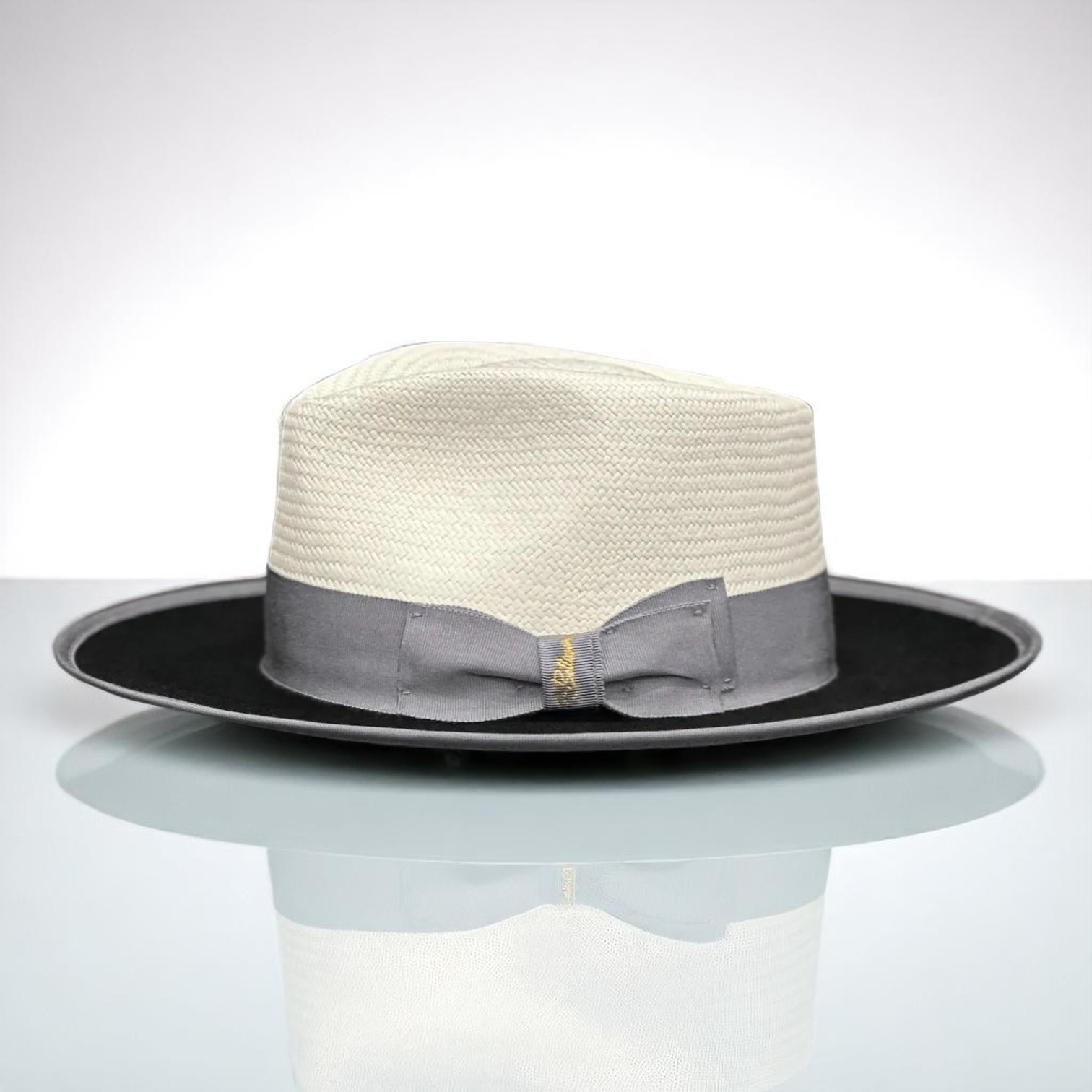 Two Tone | Exclusive Panama and Felt Fedora Hat - Jet Black