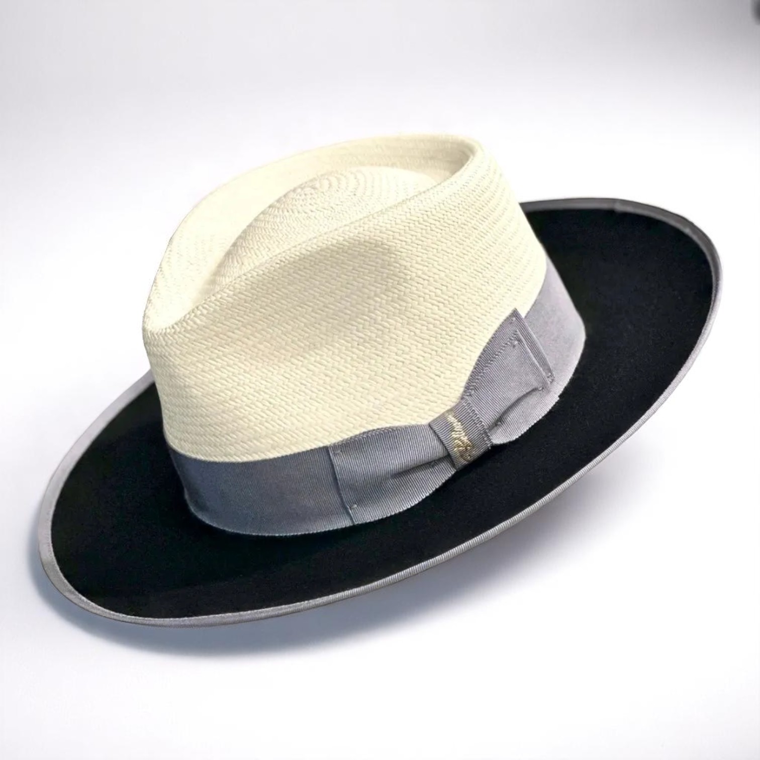Two Tone | Exclusive Panama and Felt Fedora Hat - Jet Black