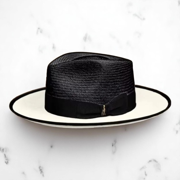 Two Tone | Exclusive Panama and Felt Fedora Hat - Black/Ivory
