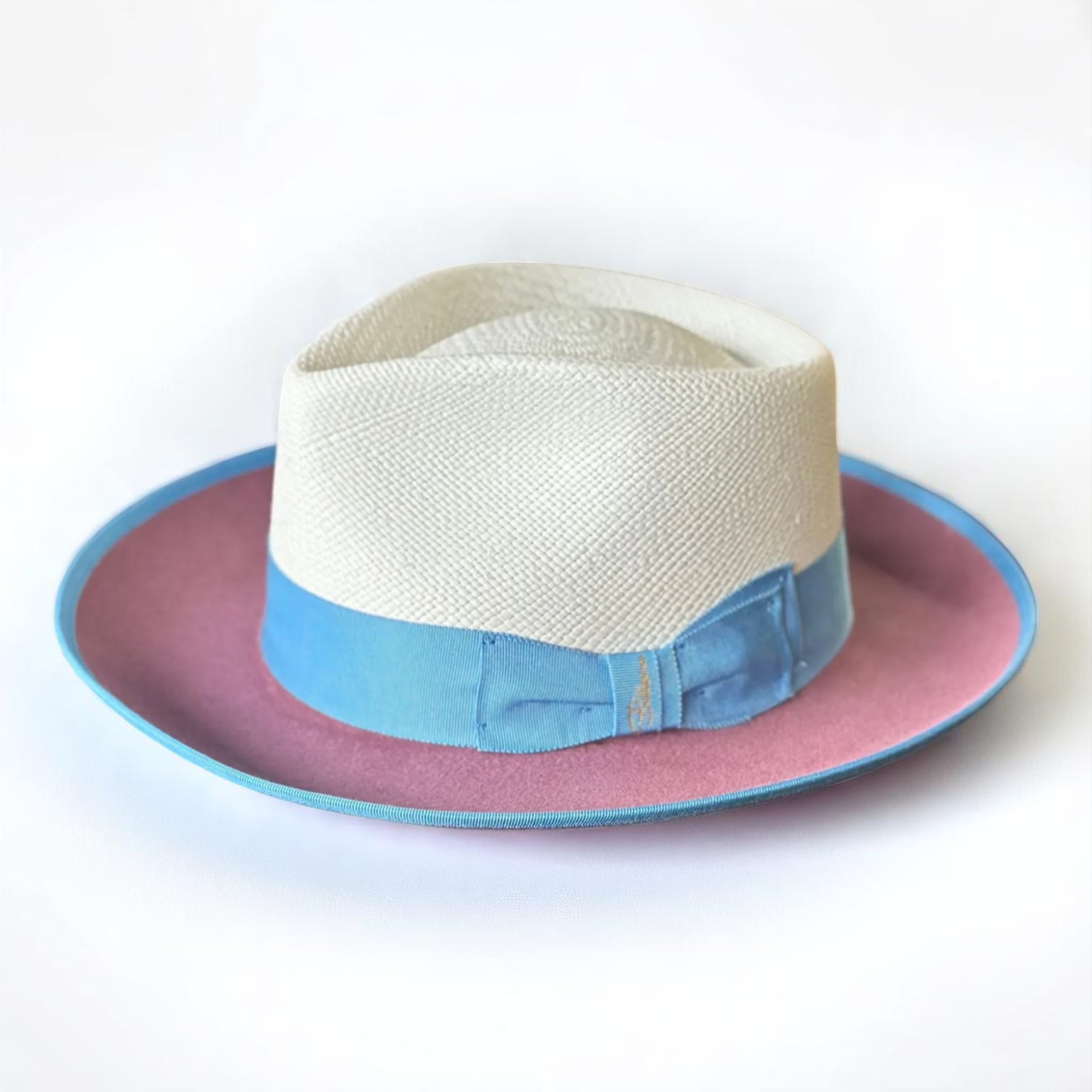 Two Tone | Exclusive Panama and Felt Fedora Hat - Antique Rose