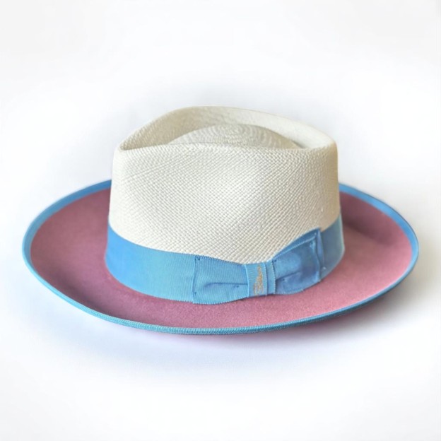 Two Tone | Exclusive Panama and Felt Fedora Hat - Antique Rose