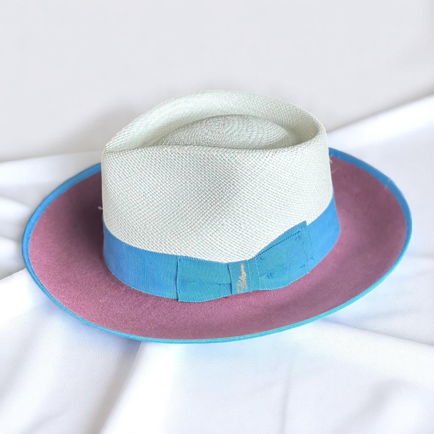 Two Tone | Exclusive Panama and Felt Fedora Hat - Antique Rose