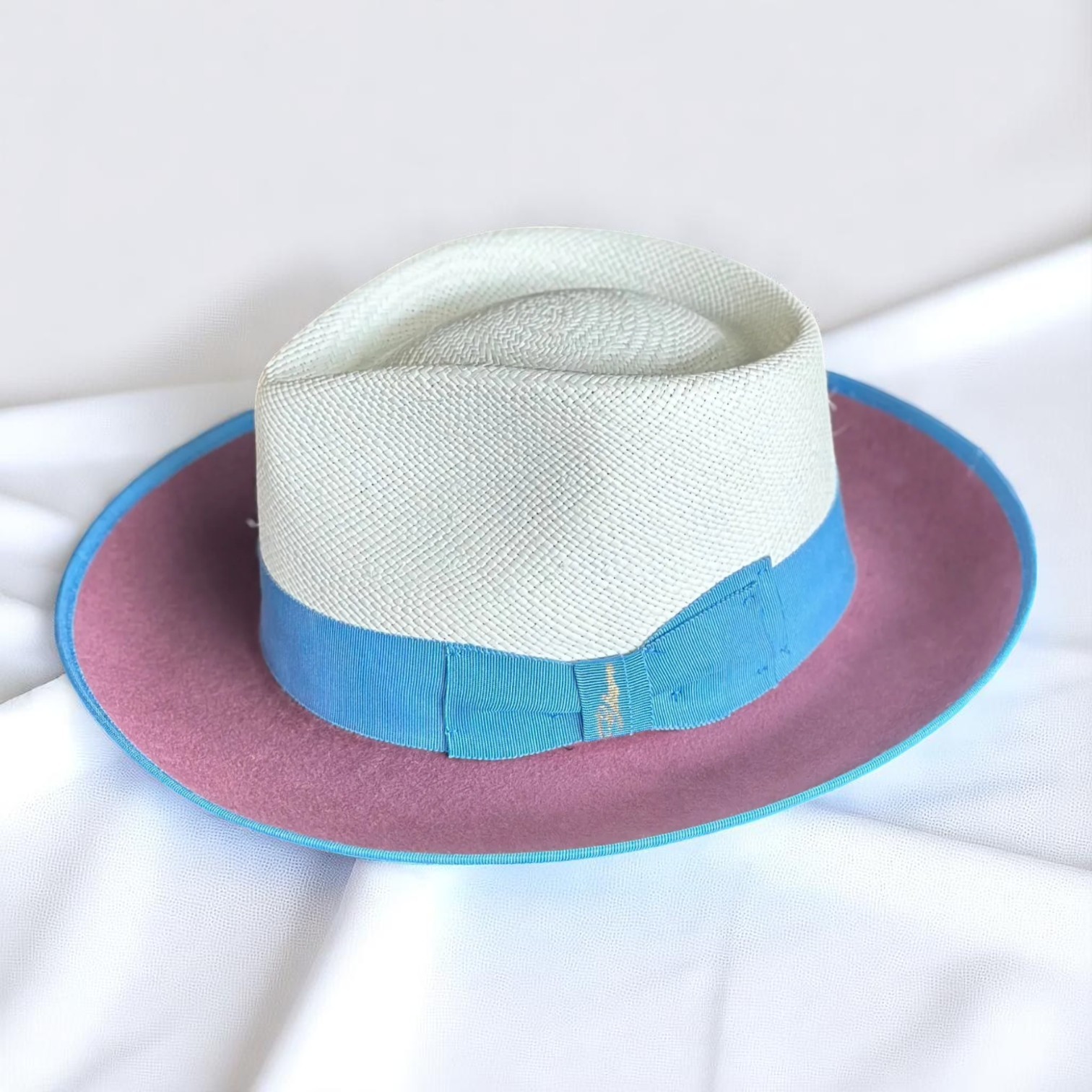 Two Tone | Exclusive Panama and Felt Fedora Hat - Antique Rose
