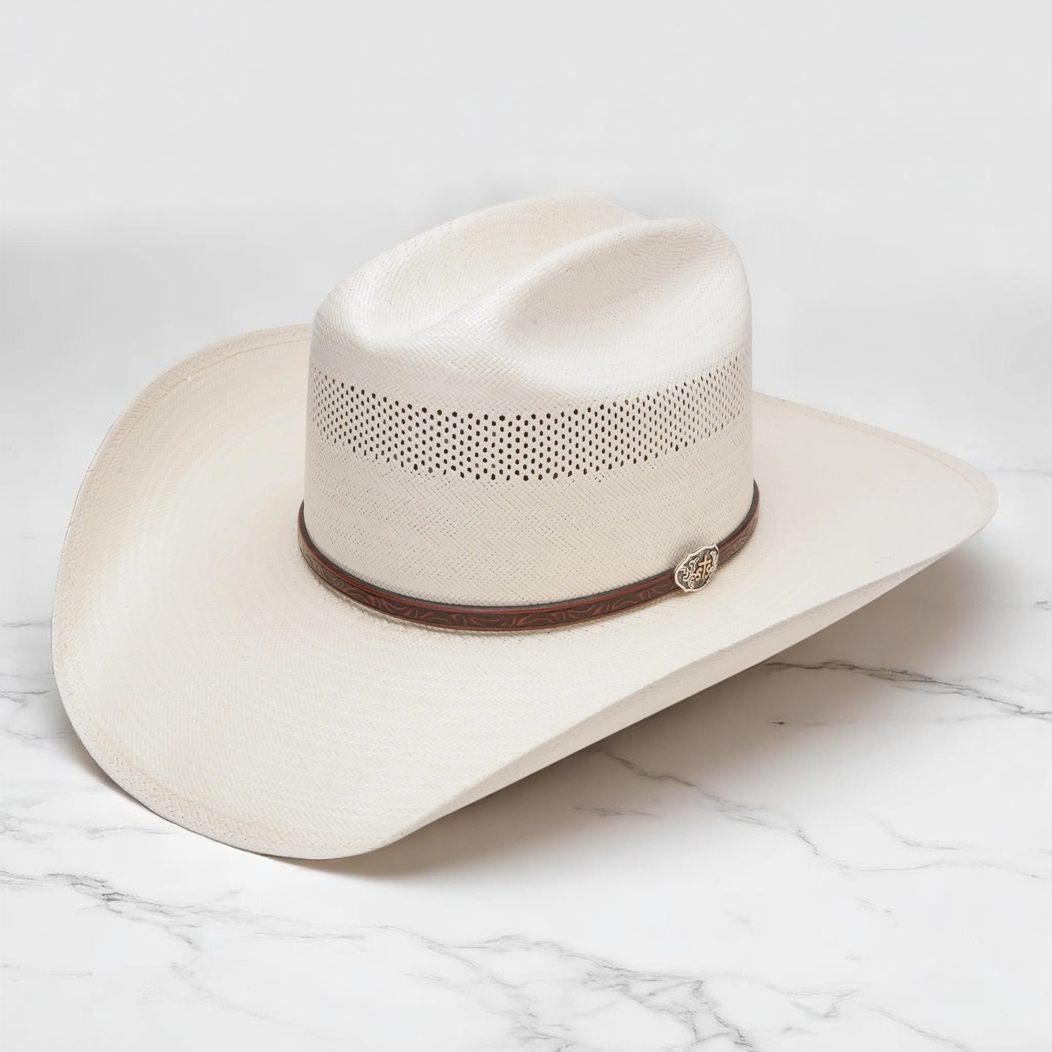 Cross Tie | Straw Cowboy Hat - Silver
