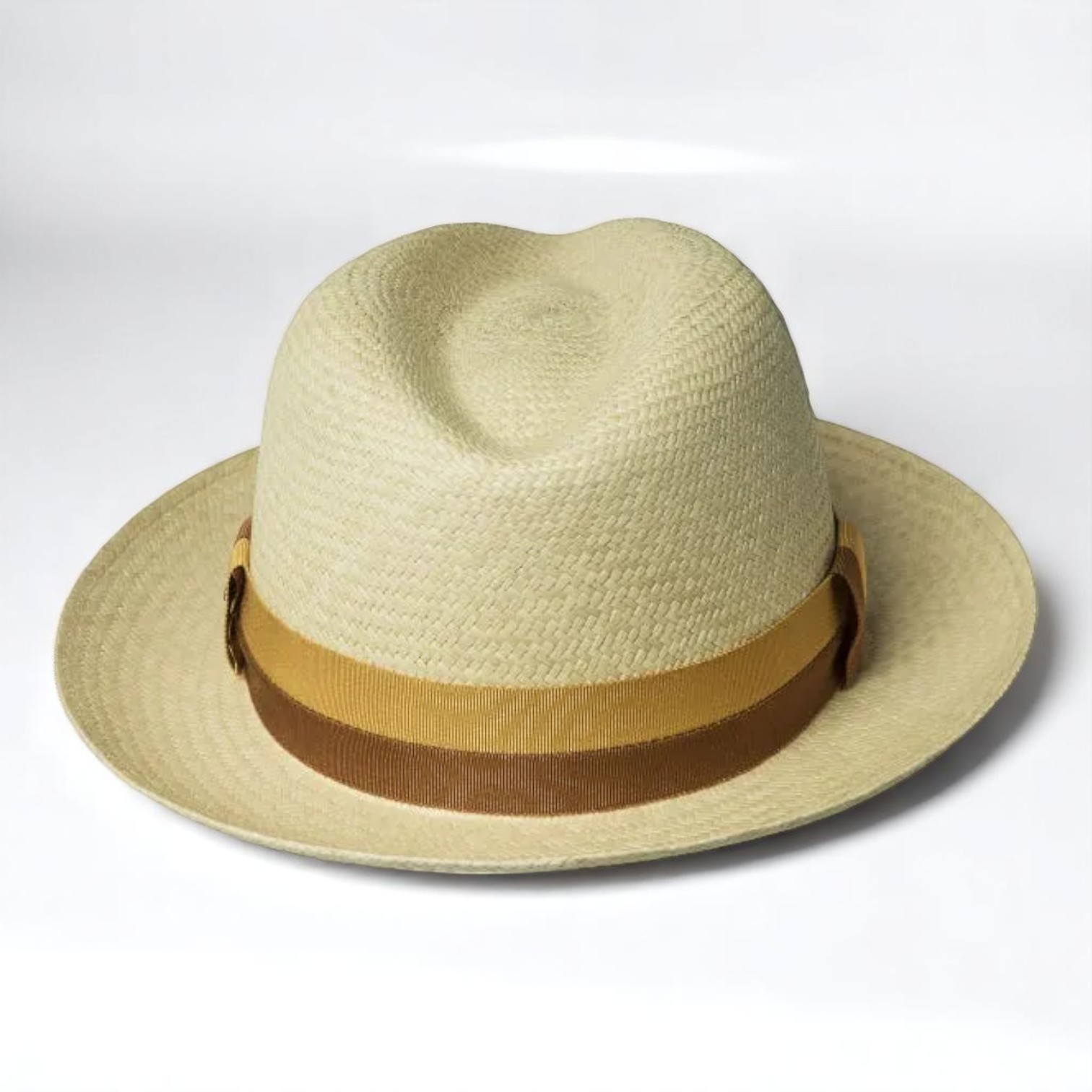 Two-color hatband | Handmade Panama Hat - Nartral/Yellow/Red