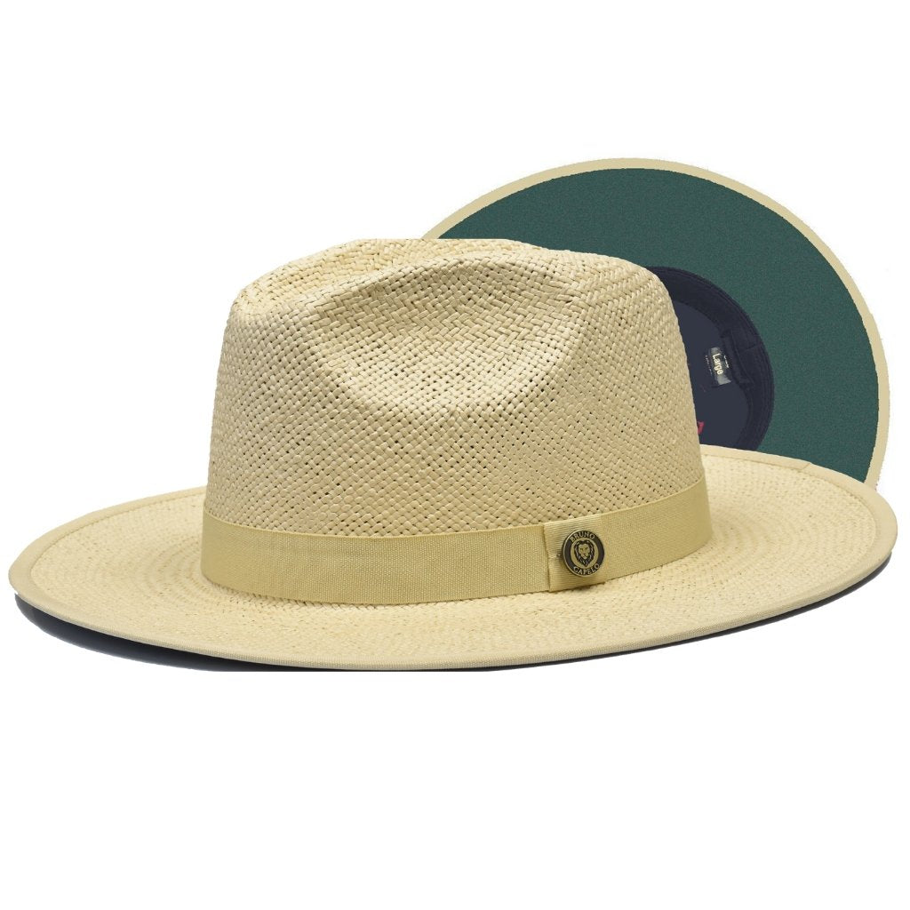 Ranch & Row Kingdom Color Bottom Wide Brim Straw Fedora-Black / Gold