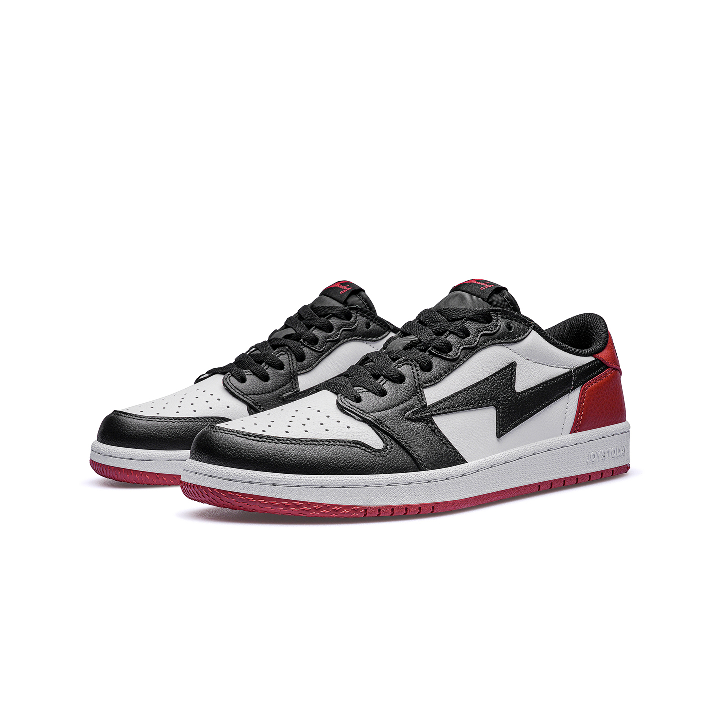 AIR JOYSTODAY AJ1 Black  Red Toe Low Top Casual Sneakers Men