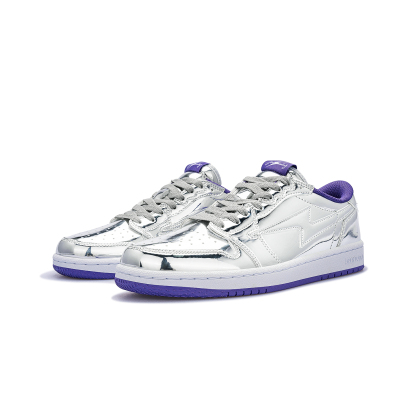 AIR JOYSTODAY Lightning AJ1 Liquid Silver Low Top Sneakers Women