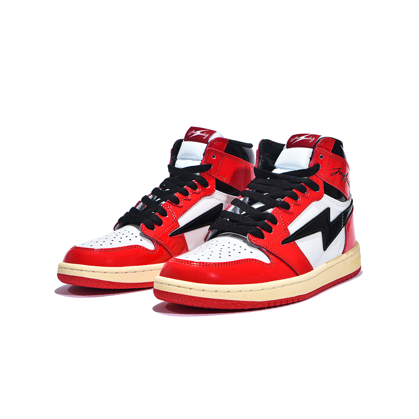 Air JOYSTODAY 1 Retro High Top Red/White/Black Sneakers Patent Leather Men