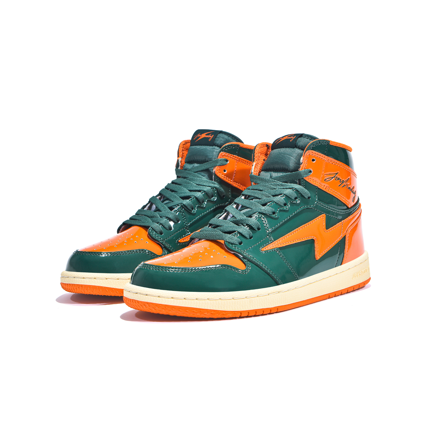 Air JOYSTODAY 1 Retro High Top Green/Orange Sneakers Patent Leather Men