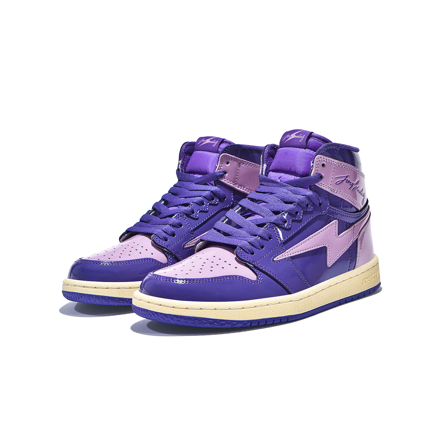 AIR JOYSTODAY Retro Sport High Top Purple Sneakers Patent Leather Men