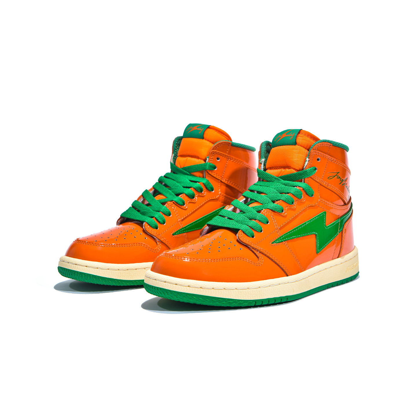 Air JOYSTODAY Retro High Top Orange/Green Sneakers Patent Leather Men
