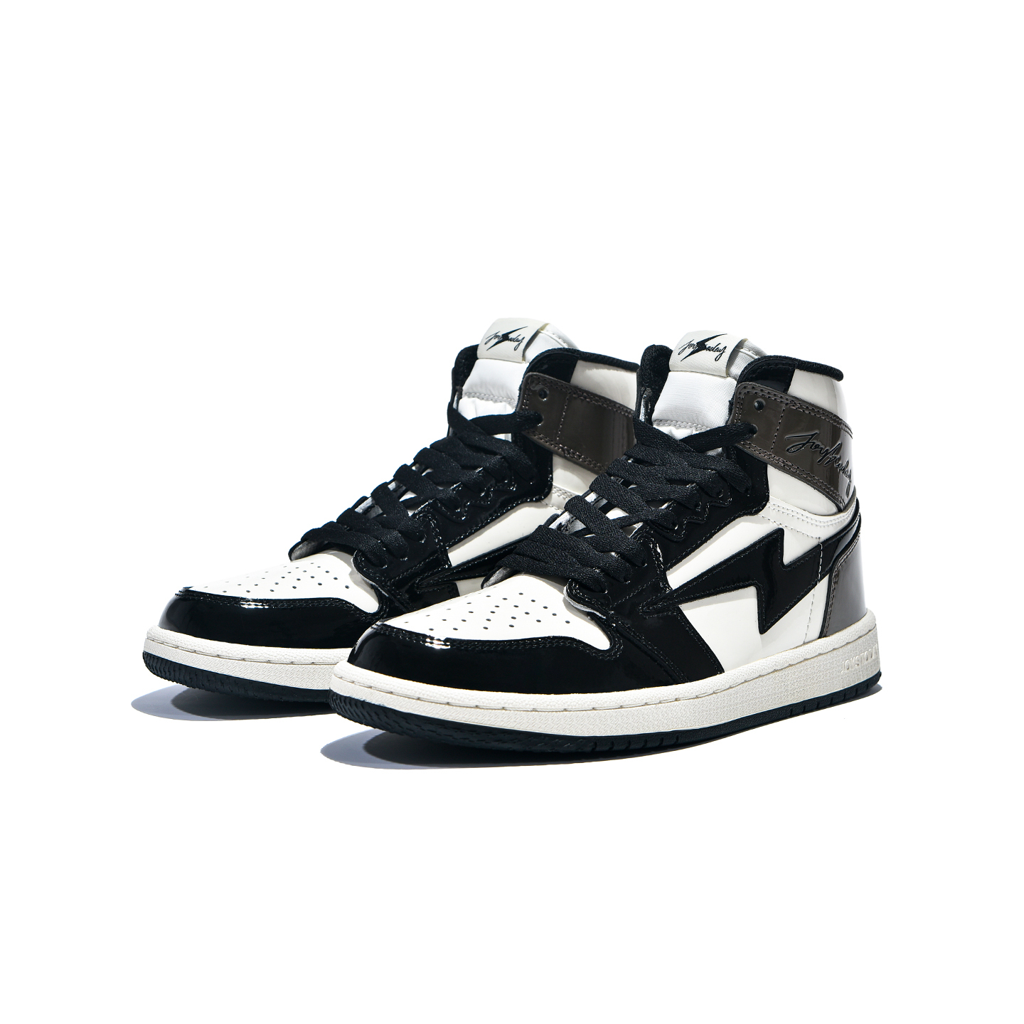 AIR JOYSTODAY Retro High White/Black/Brown Sneakers Patent Leather Women