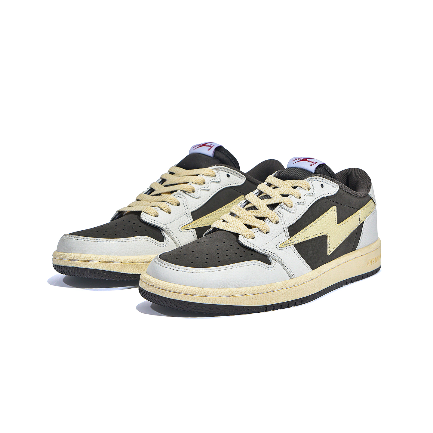 AIR JOYSTODAY Retro Low Top White/Beige/Brown Smooth Leather Sneakers Women