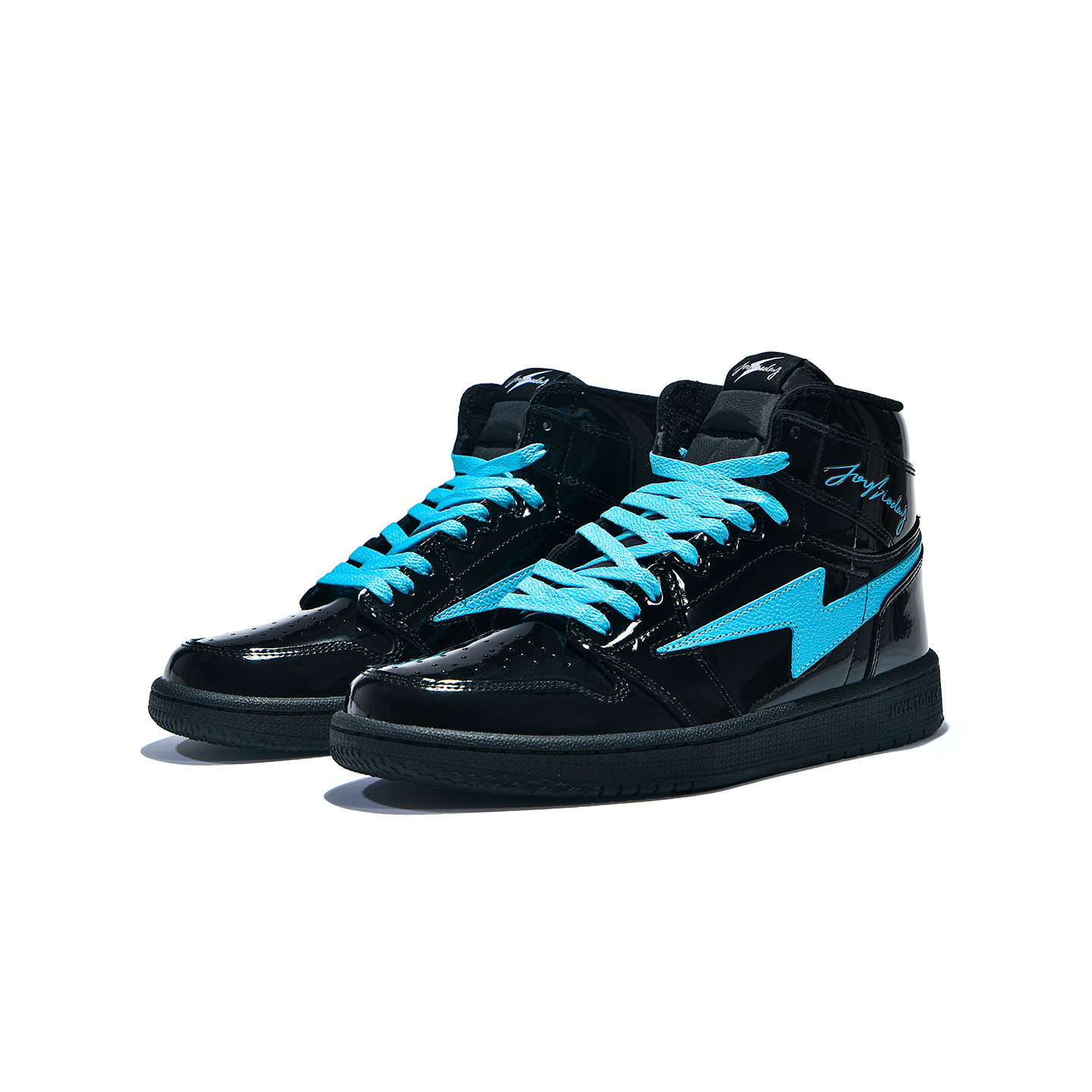 AIR JOYSTODAY Retro High Top Black/Tiffany Blue Sneakers Patent Leather Men