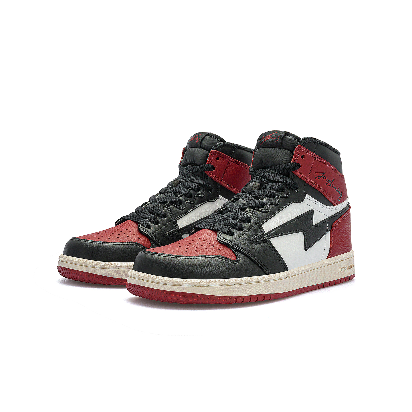 AIR JOYSTODAY Lightning AJ1 Black Red Toe High Top Sneakers Men