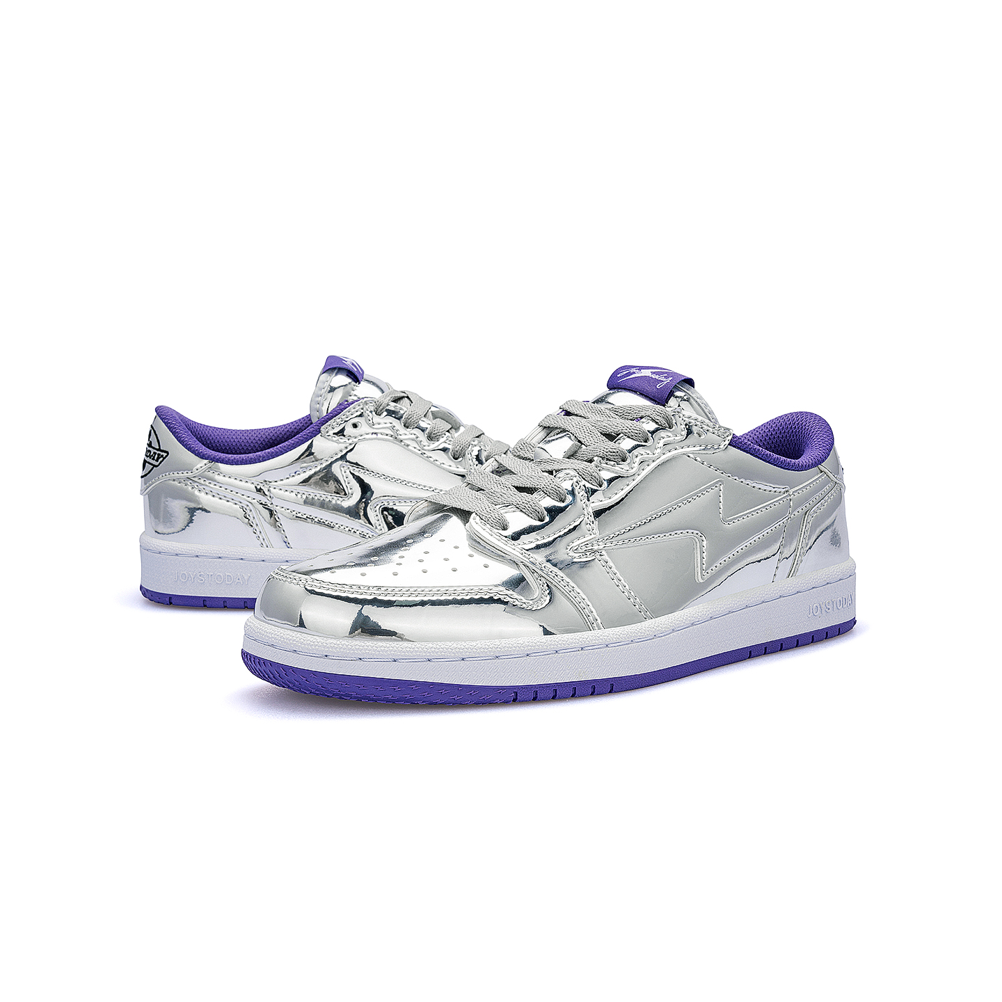 AIR JOYSTODAY Lightning AJ1 Liquid Silver Low Top Sneakers Women