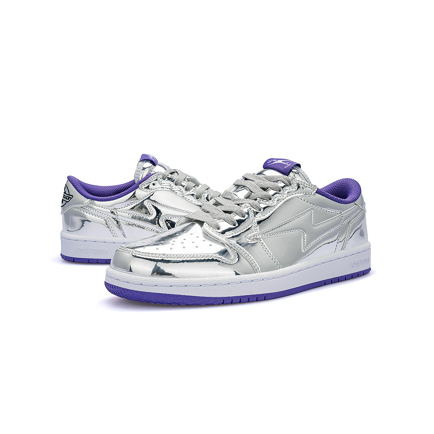 AIR JOYSTODAY Lightning AJ1 Liquid Silver Low Top Sneakers Women