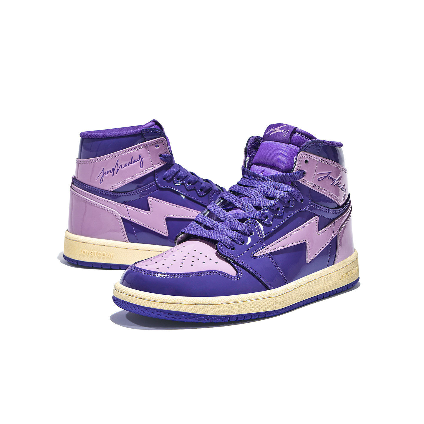 AIR JOYSTODAY Retro Sport High Top Purple Sneakers Patent Leather Men
