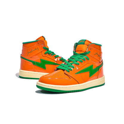 Air JOYSTODAY Retro High Top Orange/Green Sneakers Patent Leather Men