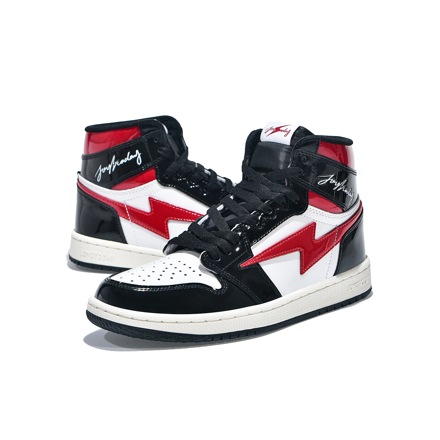 AIR JOYSTODAY Retro High Top Red/White/Black Sneakers Patent Leather Women