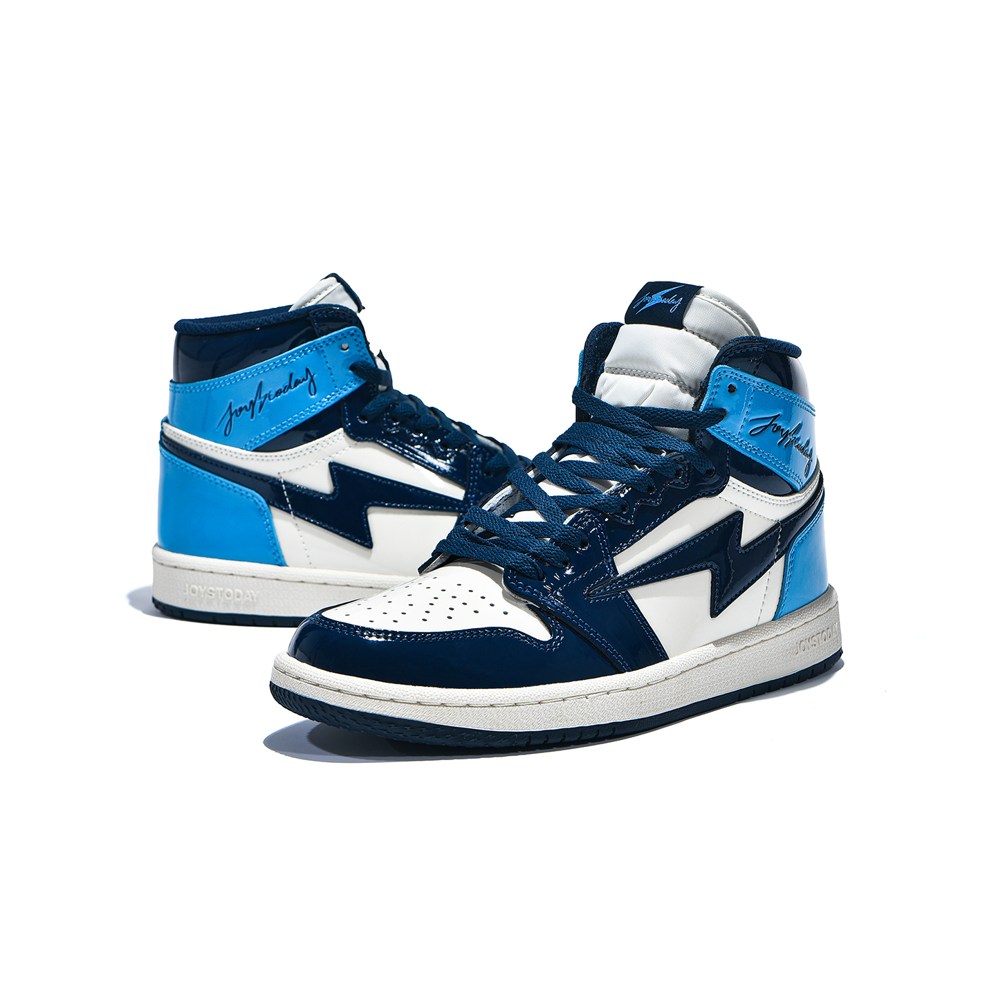 AIR JOYSTODAY Retro High Top Blue/White/Obsidian Sneakers Patent Leather Women
