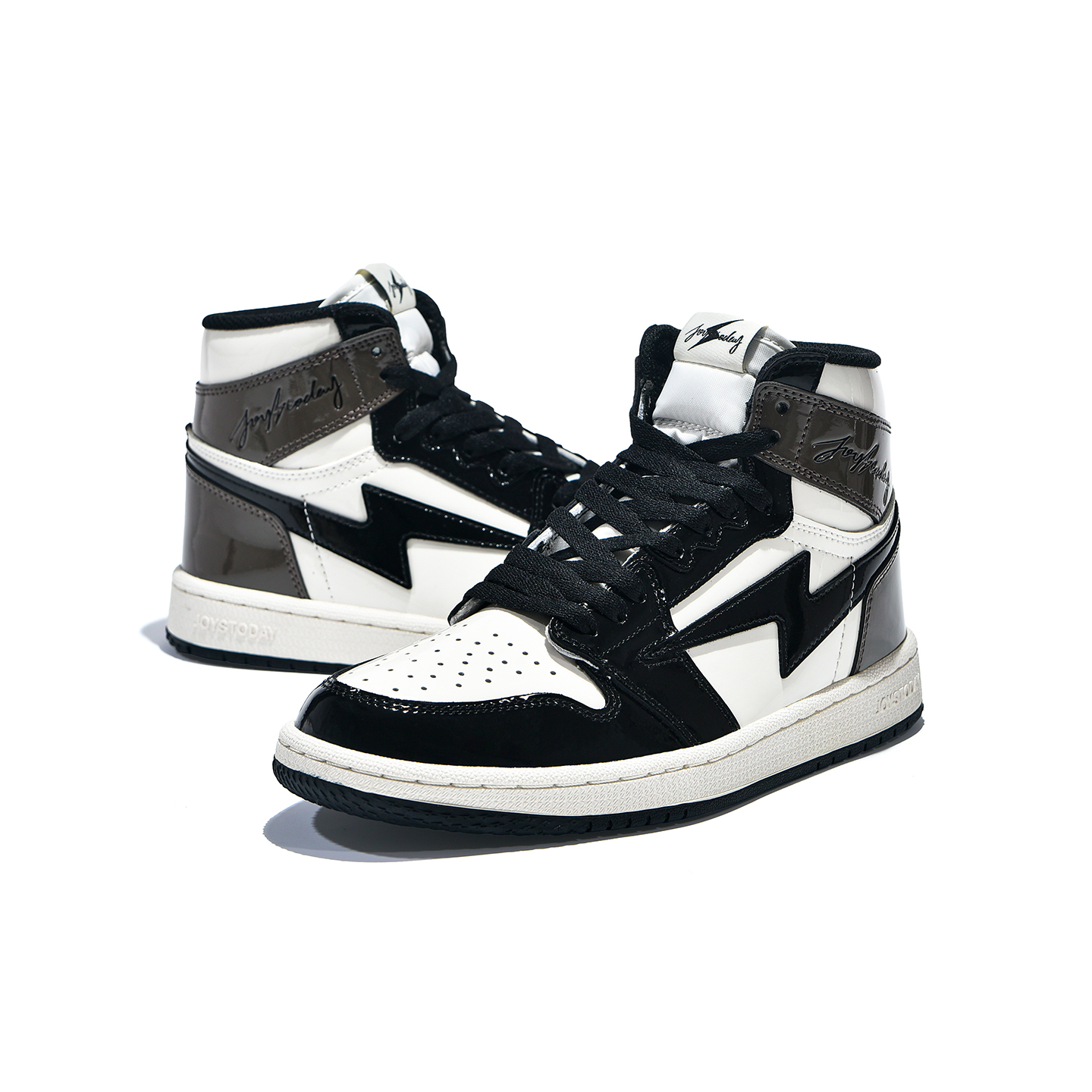 AIR JOYSTODAY Retro High White/Black/Brown Sneakers Patent Leather Women