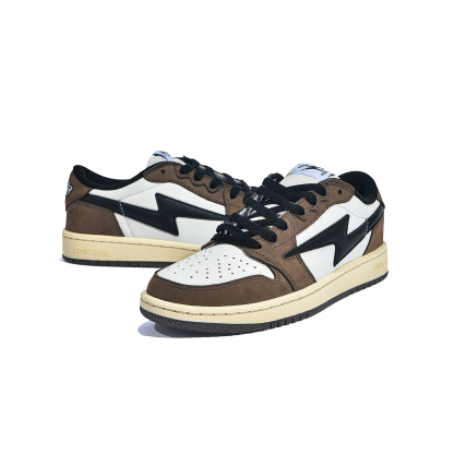 AIR JOYSTODAY Retro Low Top White/Black/Brown Smooth Leather Sneakers Women