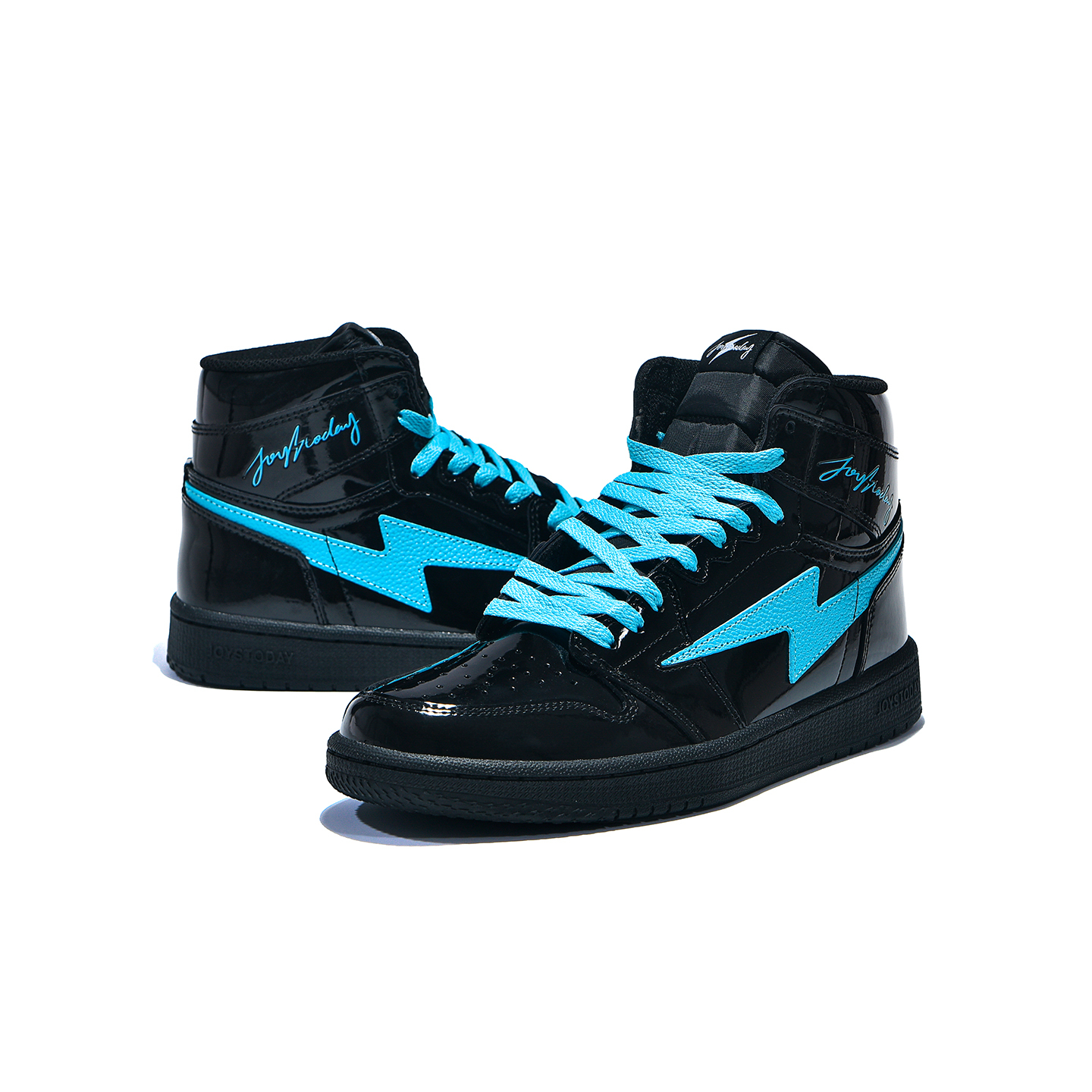 AIR JOYSTODAY Retro High Top Black/Tiffany Blue Sneakers Patent Leather Men