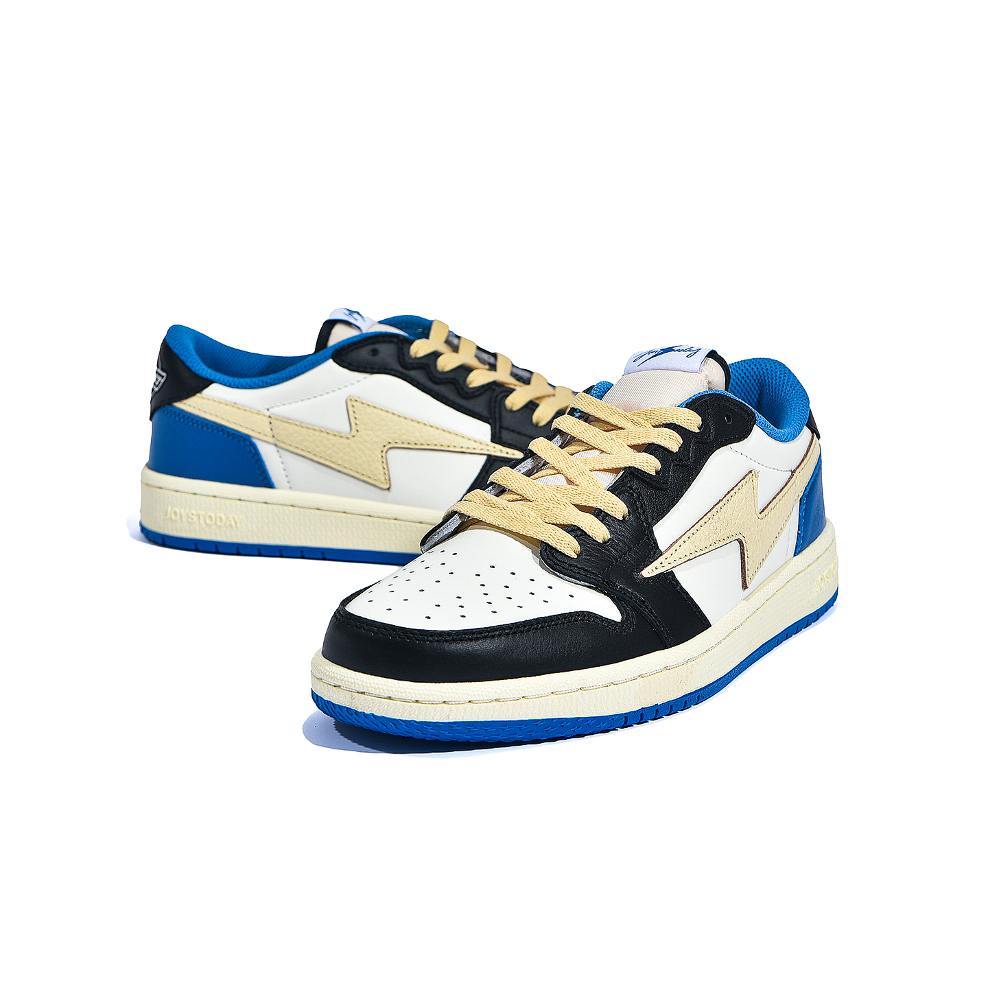 AIR JOYSTODAY Retro Low Top White/Black/Blue/Beige Smooth Leather Sneakers Women