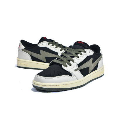 AIR JOYSTODAY Retro Low Top Off White/Olive Green/Black Smooth Leather Sneakers Women