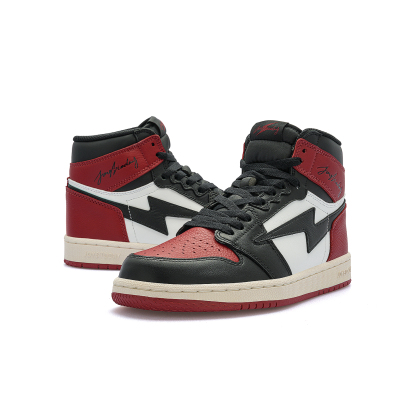 AIR JOYSTODAY Lightning AJ1 Black Red Toe High Top Sneakers Men