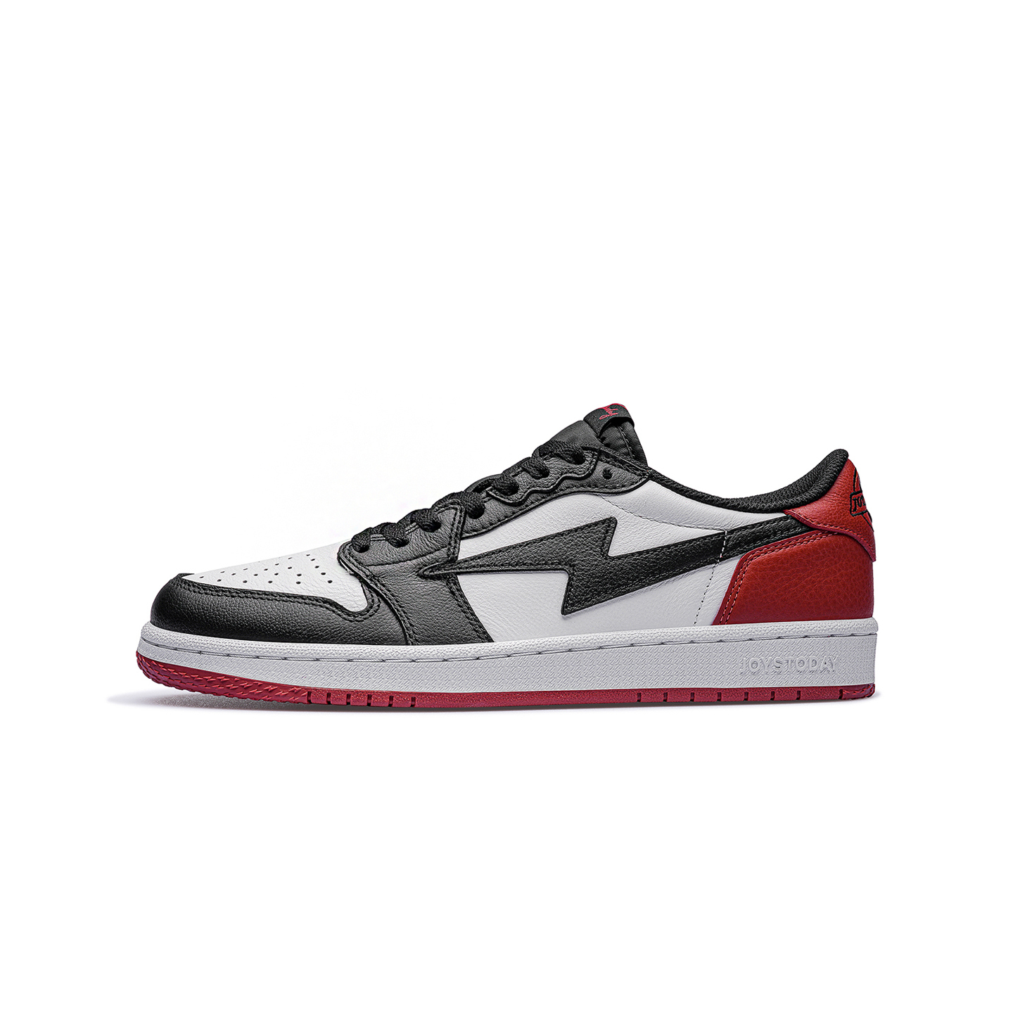 AIR JOYSTODAY AJ1 Black  Red Toe Low Top Casual Sneakers Men