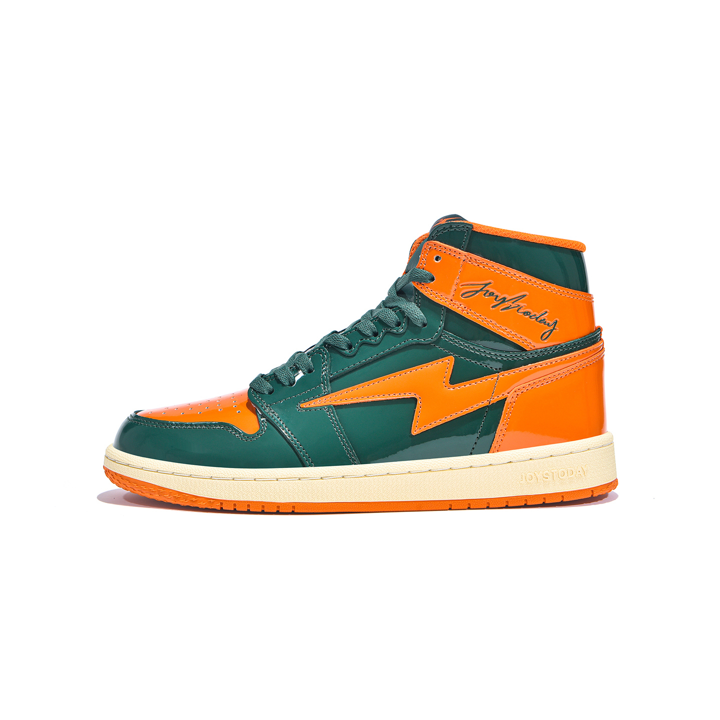 Air JOYSTODAY 1 Retro High Top Green/Orange Sneakers Patent Leather Men