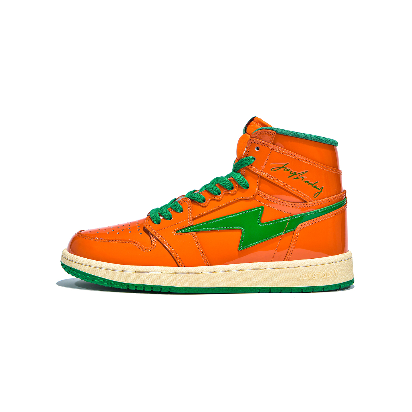 Air JOYSTODAY Retro High Top Orange/Green Sneakers Patent Leather Men