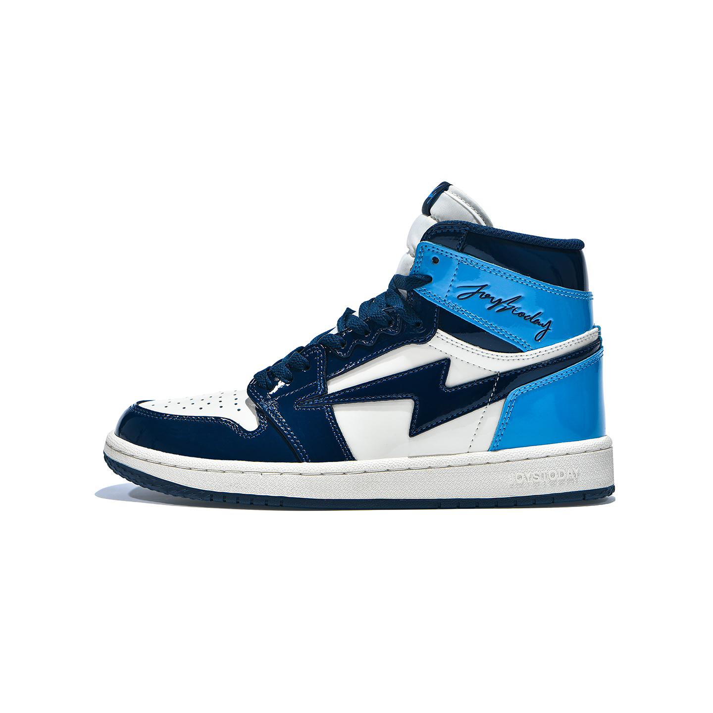 AIR JOYSTODAY Retro High Top Blue/White/Obsidian Sneakers Patent Leather Women
