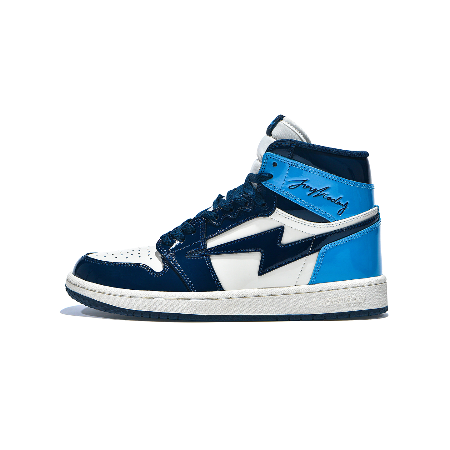 AIR JOYSTODAY Retro High Top Blue/White/Obsidian Sneakers Patent Leather Women