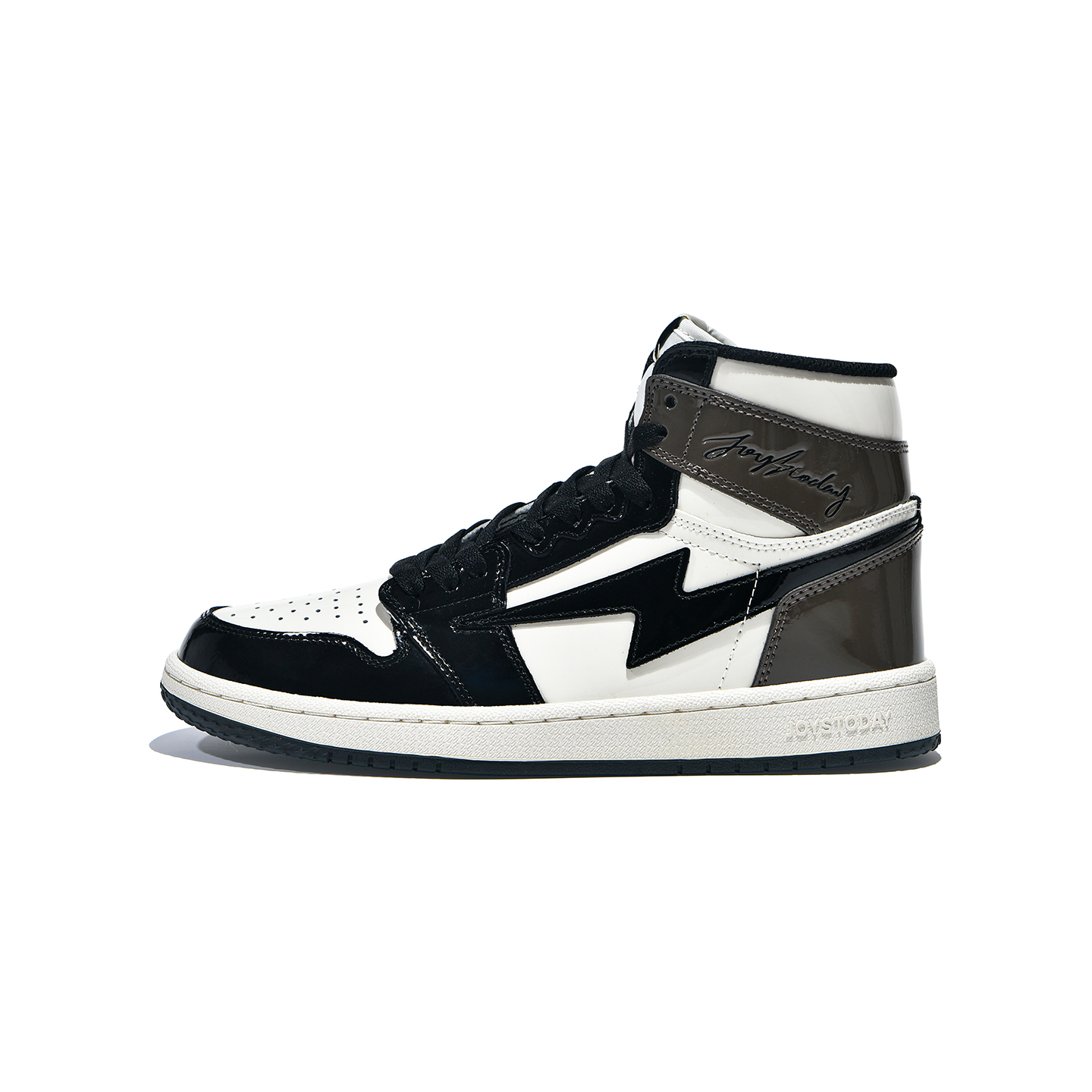 AIR JOYSTODAY Retro High White/Black/Brown Sneakers Patent Leather Women