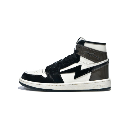 AIR JOYSTODAY Retro High White/Black/Brown Sneakers Patent Leather Women