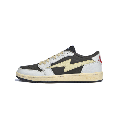 AIR JOYSTODAY Retro Low Top White/Beige/Brown Smooth Leather Sneakers Women