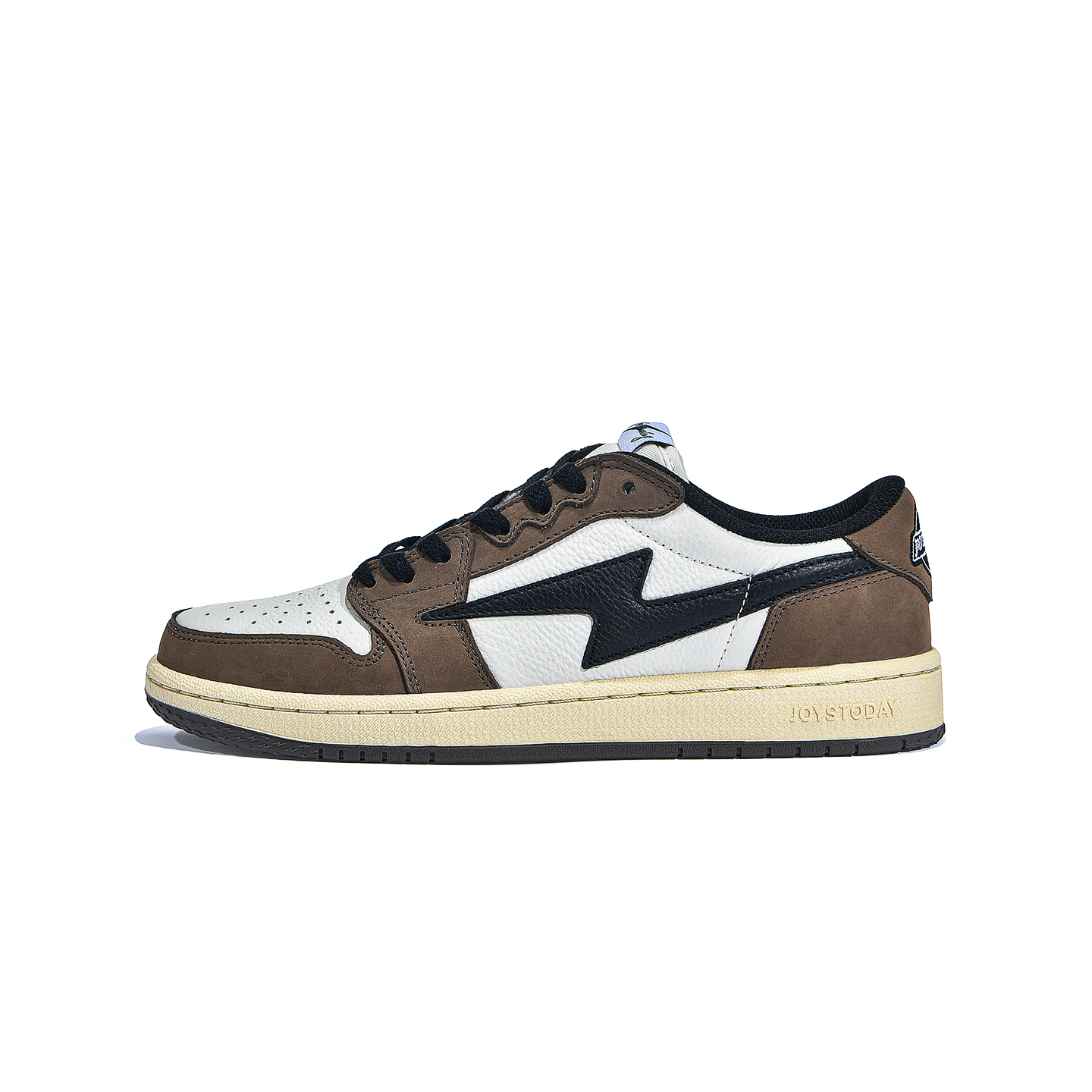 AIR JOYSTODAY Retro Low Top White/Black/Brown Smooth Leather Sneakers Women