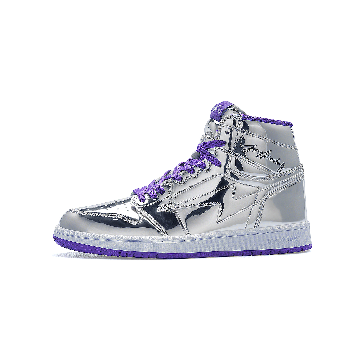 AIR JOYSTODAY Retro High Top Silver/Purple Sneakers Patent Leather Women