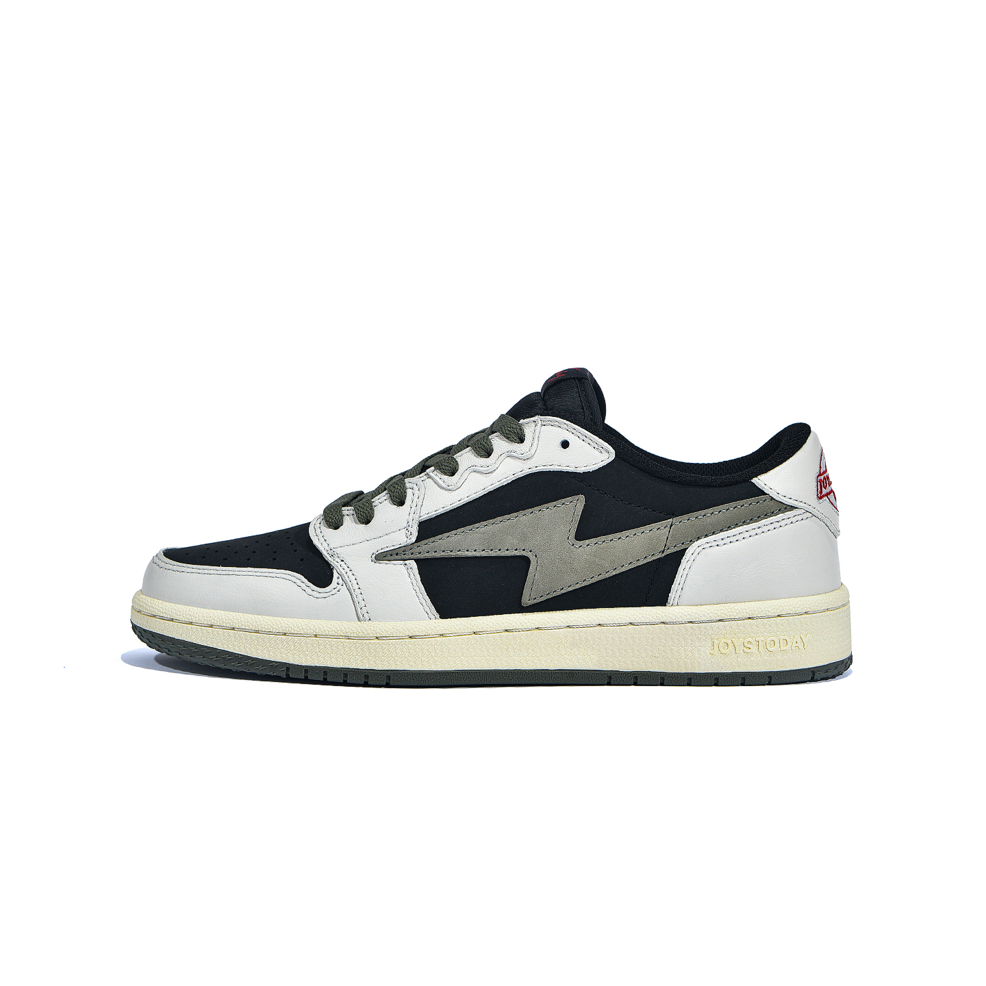 AIR JOYSTODAY Retro Low Top Off White/Olive Green/Black Smooth Leather Sneakers Women