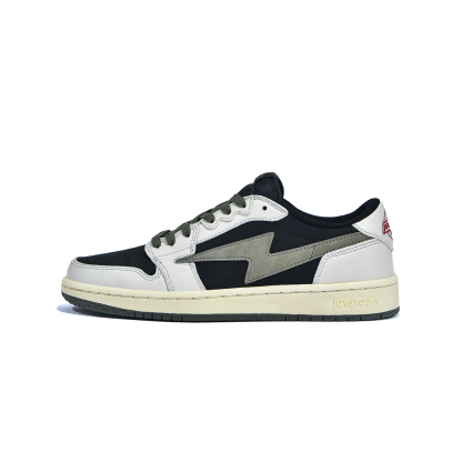 AIR JOYSTODAY Retro Low Top Off White/Olive Green/Black Smooth Leather Sneakers Women