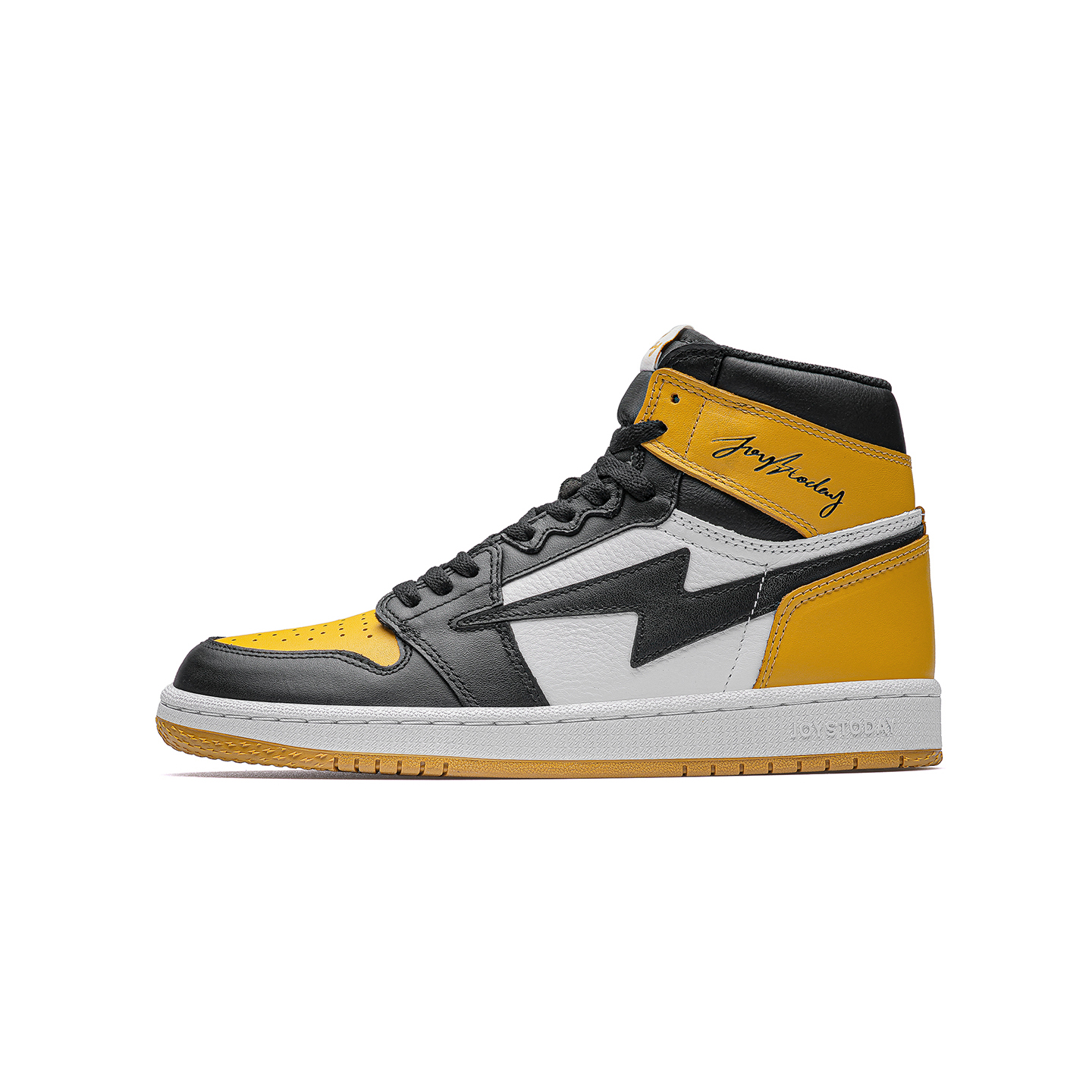 AIR JOYSTODAY Lightning AJ1 Black Yellow Taxi High Top First Layer Cowhide Sneakers Men