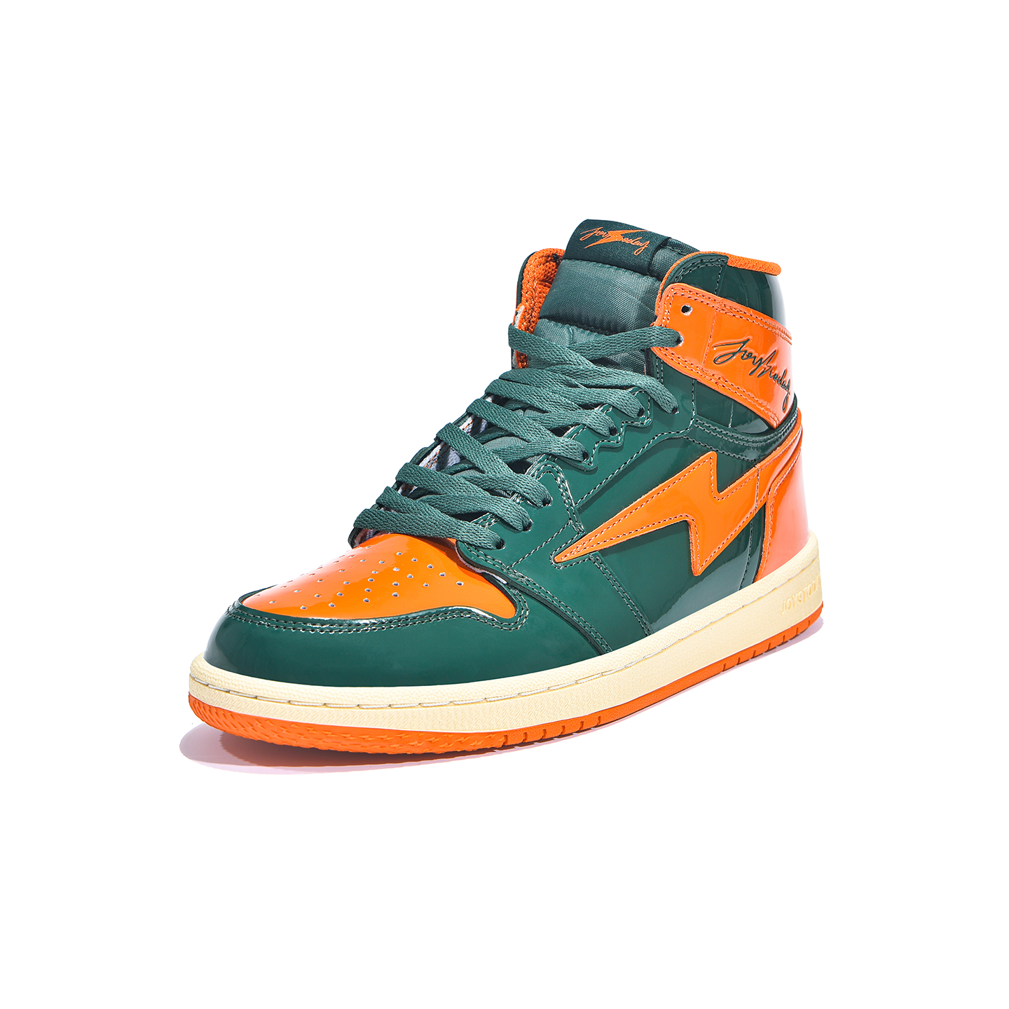 Air JOYSTODAY 1 Retro High Top Green/Orange Sneakers Patent Leather Men