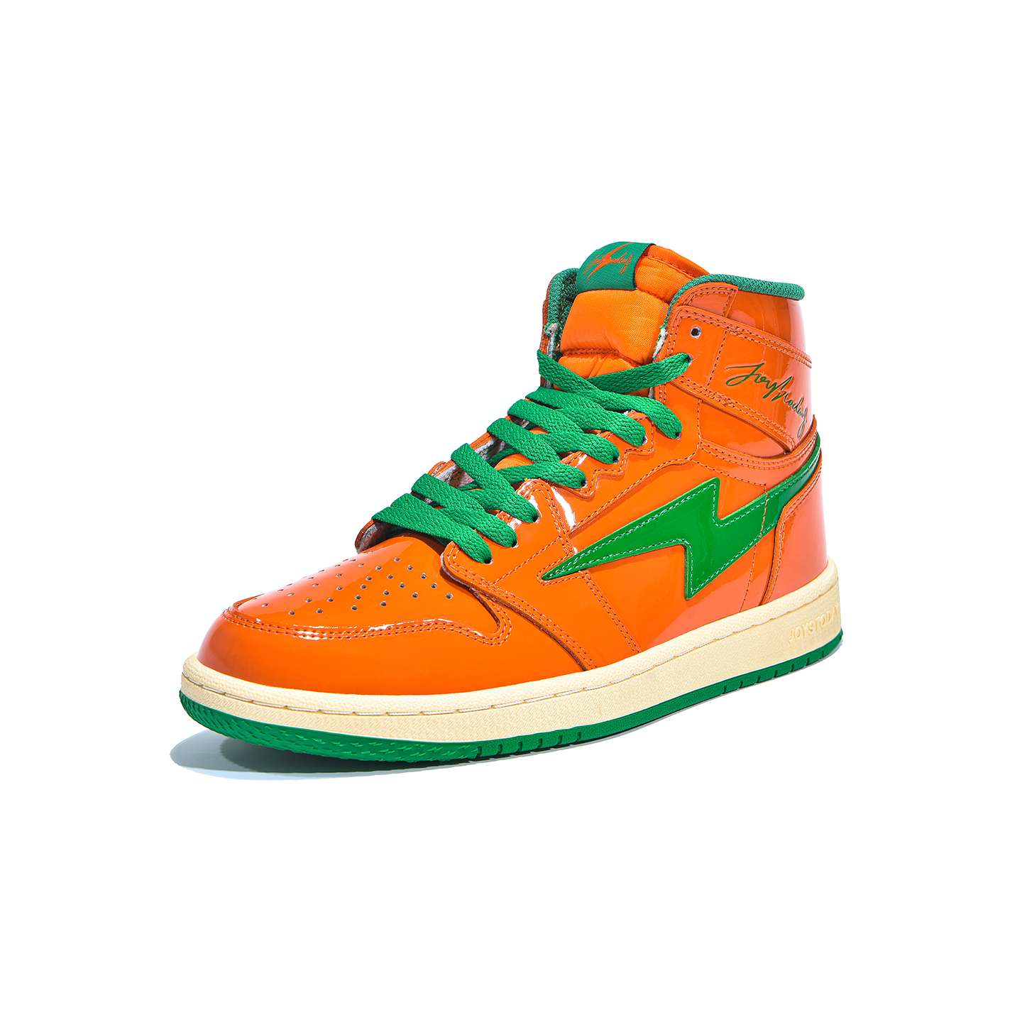 Air JOYSTODAY Retro High Top Orange/Green Sneakers Patent Leather Men