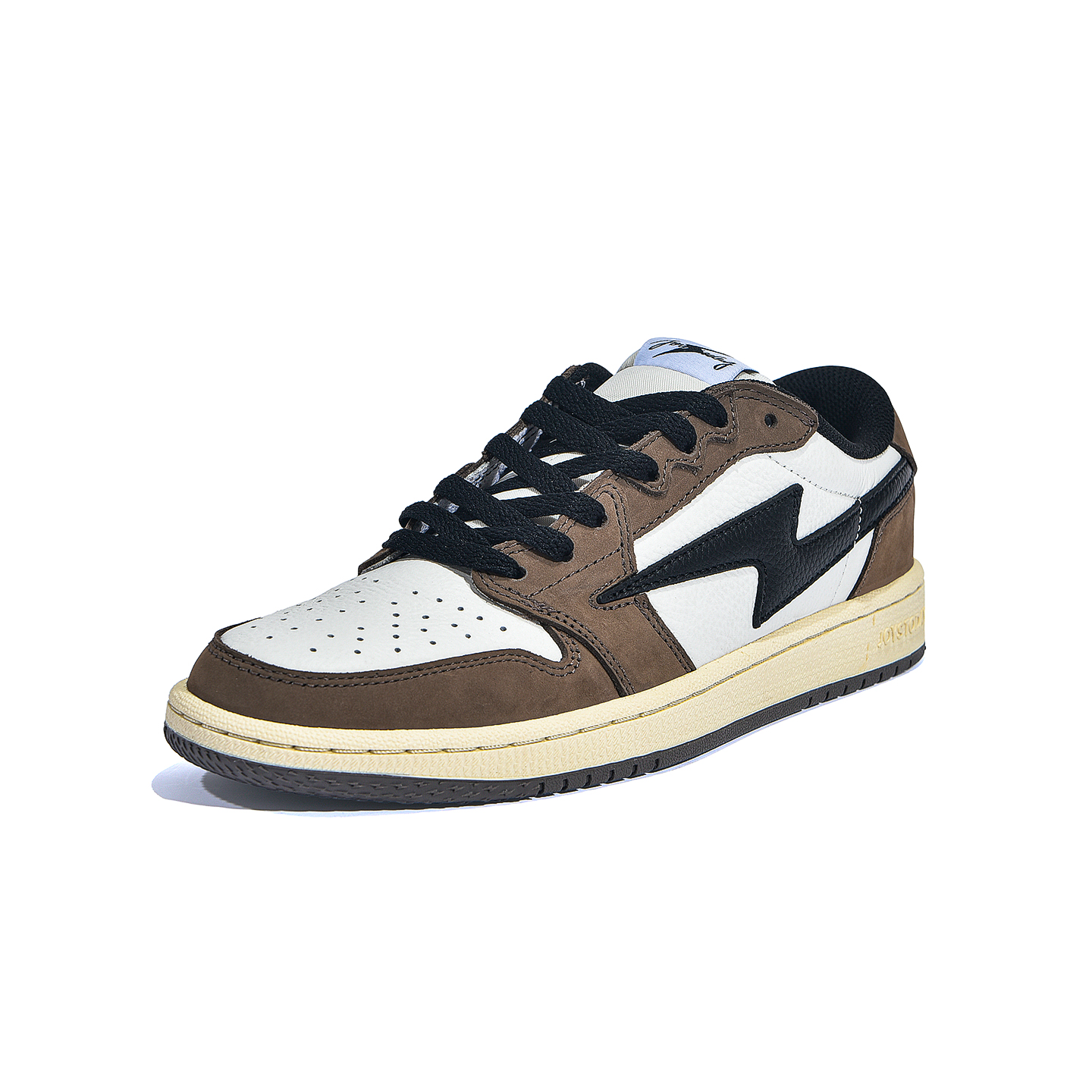 AIR JOYSTODAY Retro Low Top White/Black/Brown Smooth Leather Sneakers Women
