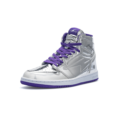 AIR JOYSTODAY Retro High Top Silver/Purple Sneakers Patent Leather Women